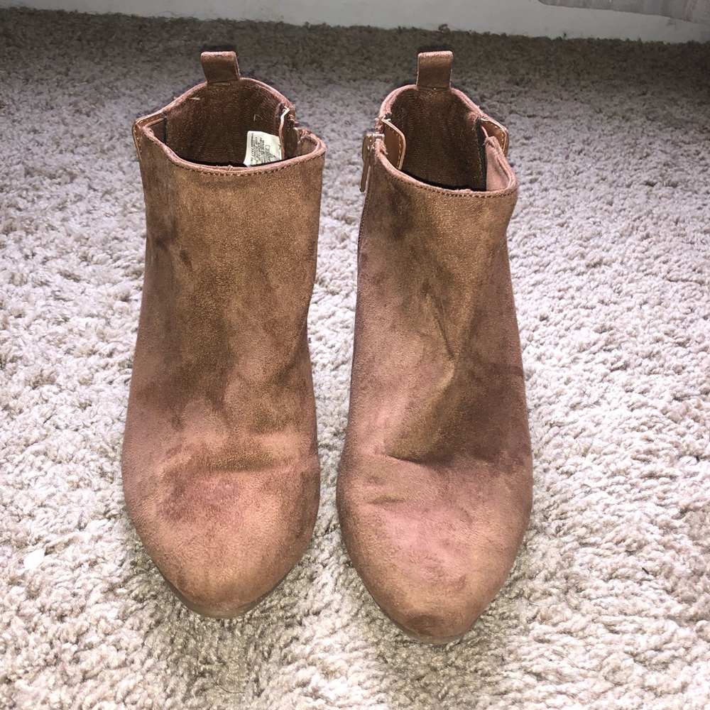 brown suede booties